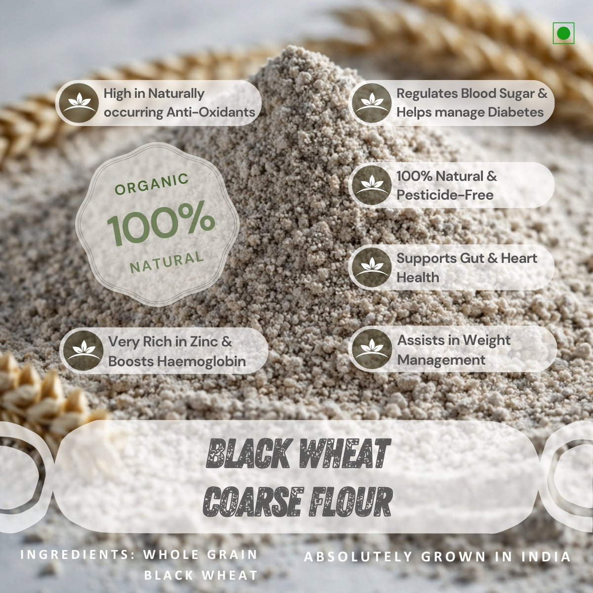 Black Wheat / Kala Gehu Coarse Flour | Supergrain Atta