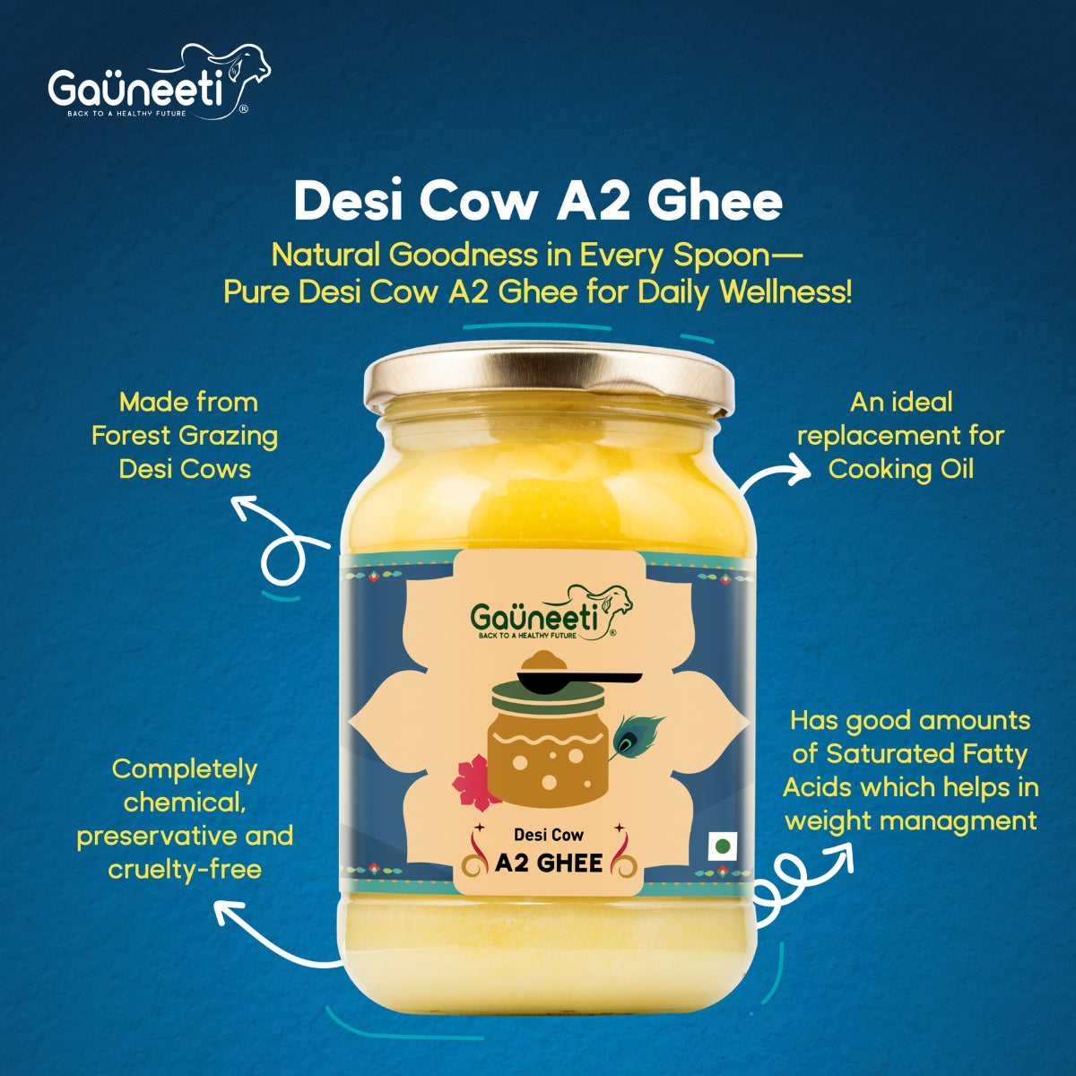 Desi A2 Cow Cream Ghee - Artisanal Cultured Ghee