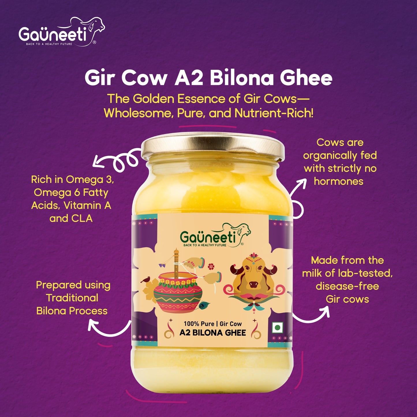 Gir Cow A2 Bilona Ghee