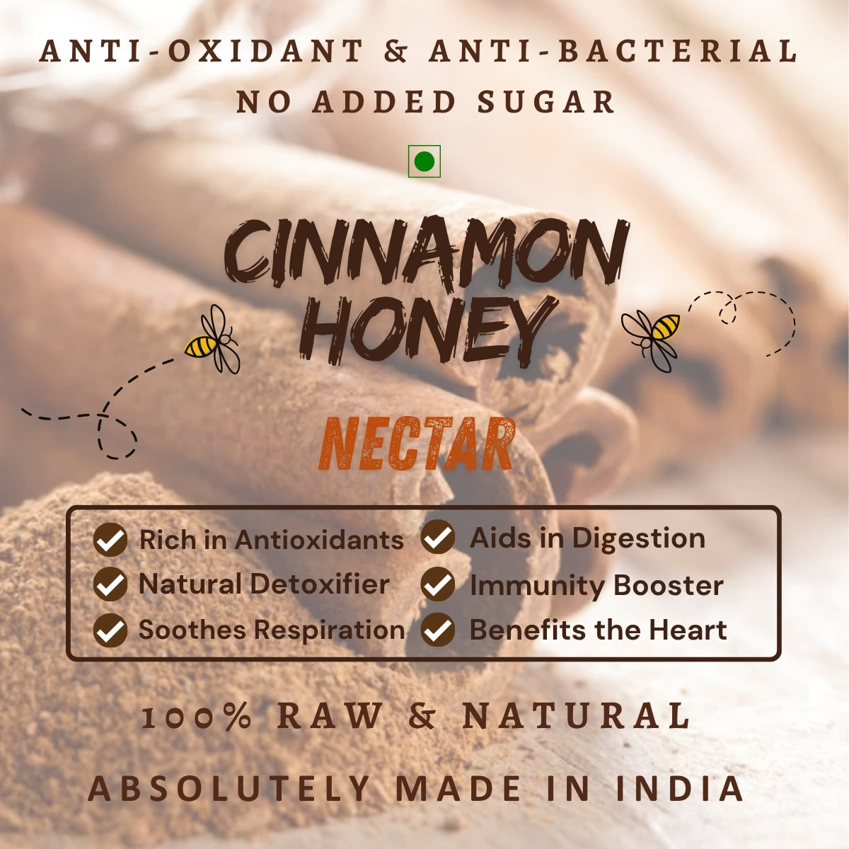 Cinnamon Honey | Anti-Oxidant & Anti-Bacterial Nectar | 100% Raw & Natural