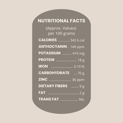 Nutritional facts label on a beige background