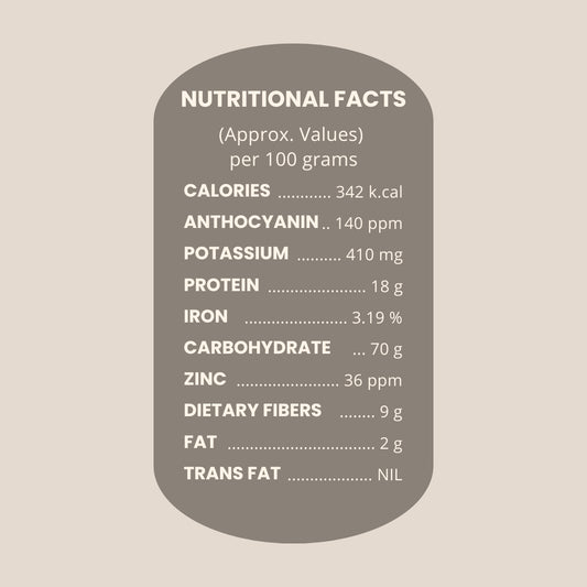 Nutritional facts label on a beige background